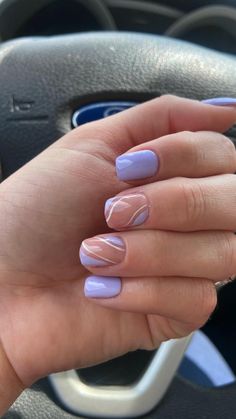 Spring Short Nails 2023 Square, Nail Designs For 12-13, Simple Short Nail Designs Summer 2023, Short Squoval Nails Ideas, Gel Mani Short Nails Spring 2023, Short Nails August 2023, Gel Nail Ideas Purple, Beach Nail Designs Vacations Simple, Cute Shalack Nails Short