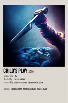 the poster for child's play shows a person holding a knife in their hand