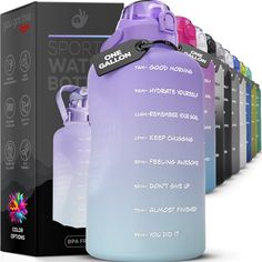 the sports water bottle is in different colors