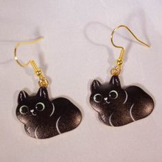 Loafing Kitty Earrings Dangle Hanging Cat Earrings Gift for - Etsy Gold Cat Design Earrings For Gifts, Adjustable Cat Ears Earrings For Gift, Adjustable Cat Ears Earrings As Gift, Gold Metal Cat Design Earrings, Gold Metal Earrings With Cat Design, Cute Cat Ears Jewelry For Pierced Ears, Cat Design Earrings With Cat Ears For Gifts, Cat Design Earrings With Cat Ears Shape For Gift, Cat Design Metal Drop Earrings