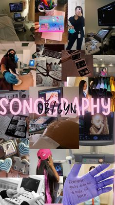 a collage of photos with the words sonson of photography on them and images of people working in computers