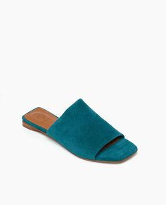 Coclico Ferhana Sandal, Azure | Coclico Open Toe Slip-on Mules With Rubber Sole, Slip-on Open Toe Mules With Rubber Sole, Slip-on Open Toe Mules With Textured Footbed, Slip-on Open Toe Mules With Leather Sole, Leather Sole Open Toe Slip-on Mules, Leather Sole Open Toe Slip-on Slippers, Leather Sole Slip-on Open Toe Slippers, Slip-on Mules With Cushioned Footbed And Open Toe, Sustainable Leather