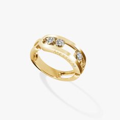 Yellow Gold Diamond Ring Move | Messika 03998-YG Messika Ring, Large Diamond Rings, Small Diamond Rings, Pave Diamond Band, Diamond Rings Design, Yellow Gold Diamond Ring, Pave Diamond Ring, Gold Diamond Necklace, Luxury Rings