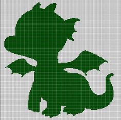 a cross stitch pattern with a green dragon