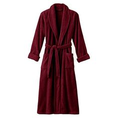 Burgundy Shawl Collar Bathrobe. 100% Cotton Terry Cloth Size: One Size.  Color: Red.  Gender: unisex.  Age Group: adult. Personalized Bathrobe, Terry Cloth Bathrobe, Terry Cloth Robe, Bathrobe Men, Hooded Robe, Spa Resort, Terry Towel, Terry Cloth, Shawl Collar