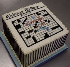 a cake that is shaped like a crossword puzzle