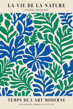 a blue and green pattern on the cover of a book with words written in french