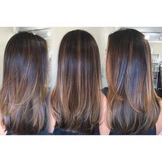 Brunette beauty ✨ Cool toned chocolate colormelt with balayage highlights •… Best Brunette Hair Color, Straight Hair Highlights, Hairstyles Formal, Balayage Straight, Baylage Hair, Balayage Straight Hair, Balayage Hair Blonde, Hair Easy