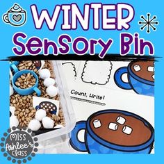 a blue book cover with the words winter sensory bin