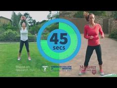 two women are doing exercises in the yard