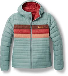 Made with water-resistant  800-fill-power goose down  the lightweight Cotopaxi Fuego women's hooded down jacket will take you from fall through spring—you may even take it camping in the summer. Patagonia Down Sweater, Jacket Cape, Sea Spray, Hiking Backpacking, Muscle Tank Tops, Down Parka, Rei Co-op, Fall 2024