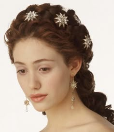 Christine Daae Jewelry, Greek Ponytail, Opera Hairstyles, Opera Wedding, Christine Daae, Inspo Hair, Emmy Rossum, Tiara Hairstyles, Star Hair