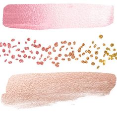 three different shades of pink, gold and white with glitters on the top one