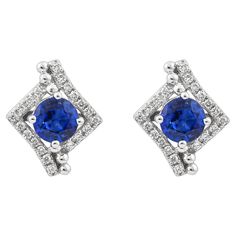 This collection features a dainty selection of jewelry with blue sapphires and diamonds. These Blue Sapphires are sourced from Madagascar and project a bold blue hue. Accented with diamonds, these minimal pieces can be the perfect accessory to your everyday outfit. Blue Sapphire: 1.129 carat round shape, 5mm size, 2 pieces. Diamonds: 0.163 carat, G colour, VS clarity. Gold: 2.411g, 18K white gold. E120 Blue Sapphire Earrings, Blue Sapphire Studs, Sapphire Stud Earrings, Sapphire And Diamond Earrings, Sapphire Earrings Studs, Sapphire Studs, Blue Sapphire Diamond, Sapphire Earrings, Everyday Outfit