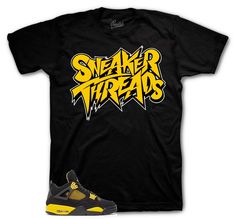 Shirt matches your Retro 4 yellow thunder shoes with tour yellow. ST Clothing - ST Bolt Tee Made of 100% pre-shrunk cotton. Fits true to size. *You may refer to size chart for correct measurements.* SHOP ALL THUNDER 4 COLLECTION HERE Yellow Urban T-shirt For Streetwear, Yellow Graphic T-shirt For Streetwear, Yellow Band Merch Tops For Streetwear, Sneakers Jordan 4, Jordan 4 Yellow Thunder, Jordan 4 Yellow, Jordan 4 Thunder, Yellow Thunder, Retro 4s