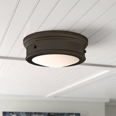 a ceiling light that is on in a room