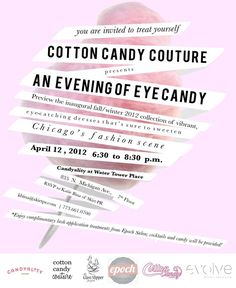 the poster for cotton candy couture an evening of eyecandy