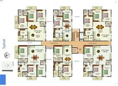 the floor plan for an apartment building with multiple floors and several rooms, including one bedroom