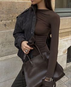 Gray And Brown Outfit, Brown Fashion Aesthetic, Brown Fall Outfits, Brown Outfit, Looks Chic, Luxury Style, Autumn Outfit