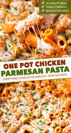 the cover of one pot chicken parmesan pasta