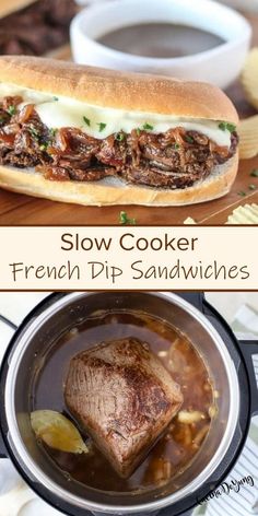 slow cooker french dip sandwiches with meat