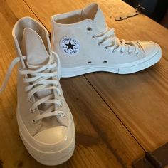 Brand New 1970s Converse Worn Once. When Bought, They Were Only Available In Europe Hence The Price. Not Sure If That’s Still The Case Converse Cream, Cream Converse, Cute Converse Shoes, Cute Converse, Shoes Converse, Womens Converse, Converse Chuck, Converse Shoes, Chuck Taylor