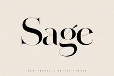 the word sage is written in black and white