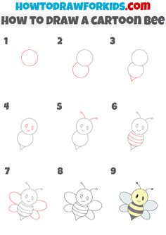 how to draw a cartoon bee