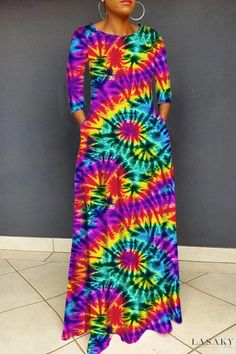 Lasaky - Chic and Stylish Printed Long Dresses with O-Neck Design Casual Multicolor Non-stretch Maxi Dress, Casual Maxi Dress With Vibrant Print, Casual Multicolor Long Sleeve Maxi Dress, Casual Long Sleeve Multicolor Maxi Dress, Casual Multicolor Vibrant Print Maxi Dress, Casual Multicolor Maxi Dress With Vibrant Print, Multicolor Casual Maxi Dress With Vibrant Print, Multicolor Non-stretch V-neck Maxi Dress, Casual Long Sleeve Maxi Dress With Vibrant Print