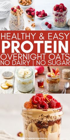 healthy and easy protein overnight oats no dairy, no sugar