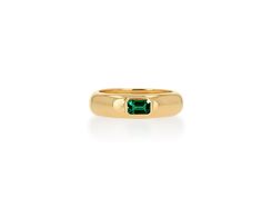 This Emerald Domed Band Ring is available in 14K Yellow Gold. This chunky band ring is sure to add some sparkle to your ring collection. Available for special order in white or rose gold. Emerald octagon gemstone Band is 5mm wide Sizes 5-9 available Sizes 6, 7 and 8 available for immediate shipping. For all other sizes, please allow 3-6 weeks for delivery. Ring Collection, Digital Gifts, Domed Ring, Emerald Engagement Ring, Engraved Items, Green Emerald, Ring Collections, Band Ring, Emerald Green