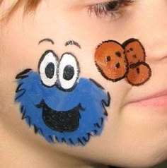 Monster Face Paint, Simple Face Painting, Monster Face Painting, Elmo Face, Festival Face Paint, Cheek Art