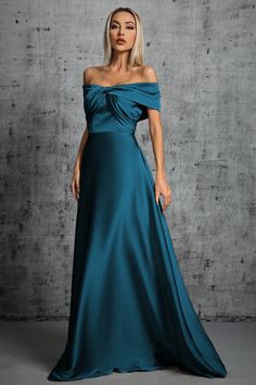 ZAPAKA Women Peacock Blue Formal Dress Satin Off The Shoulder Wedding Party Dress Party Dresses Night, Off Shoulder Evening Gown, Holiday Party Fashion, Red Bridesmaids, Womens Trendy Tops, Blue Dress Formal, Elegant Maxi Dress, Evening Gowns Elegant, Maxi Dress Prom