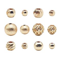 gold plated metal bead caps for bracelets and necklaces on white background