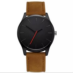 Brand New! Large Black Face Case Watch, With Brown Band. Classy Mens Watches, Watches For Men Affordable, Expensive Watches For Men, Casual Watches For Men, Classy Watches, Mens Watches Affordable, Waterproof Sports Watch, Brown Watch, Simple Watches