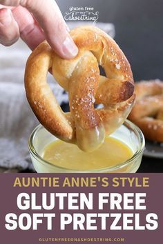 an advertisement for gluten - free soft pretzels with the title overlay