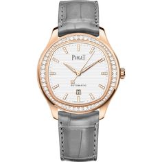 Piaget Polo, Rose Gold Diamond Bracelet, Diamond Watches Women, Gold Diamond Watches, Watches Women Leather, Latest Watches, Leather Strap Watch, Womens Watches Luxury, Rose Gold Case