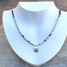 Liquid Silver, Artisan Necklace, Silver Pearl Necklace, Hill Tribe Silver, Silver Pearls, Jewelry Designs, Lobster Clasp, Silver Pendant, Garnet