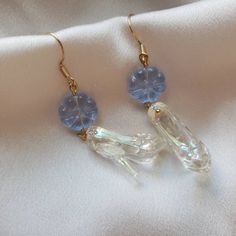 "Cinderella crystal shoes earrings glass flower beads, plastic shoes, gold plated hooks length: about 2.5\" Contains small parts. Use caution when giving to young children less than Age 3 Please keep them away from moisture. If you have any questions, please feel free to contact me. Thanks :)"