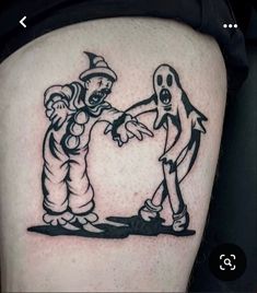 a couple of people that are standing in front of each other on a tattoo design