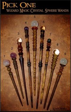 the wizard's magic crystal sphere wands are shown with numbers on each side