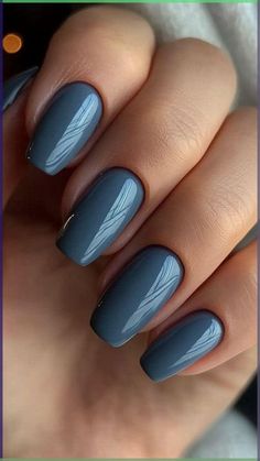 Blue Nails On Tan Skin, Cute Nails Colors, Dusky Blue Nails, Fall Blue Nail Designs, Dusty Blue Nail Ideas, Blue Fall Nail Ideas, Neutral Blue Nails, Fall Blue Nail Colors, Muted Blue Nails