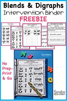 an interactive printable worksheet with the words blends and digrash