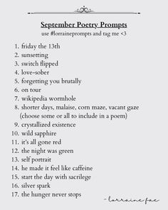 a poem written in black and white with the words,'november poetry proms '