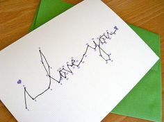 a card with the word mamma written on it next to two green envelopes