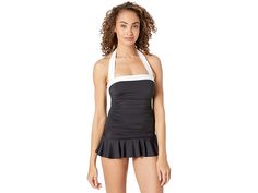 LAUREN Ralph Lauren Bel Aire Skirted Bandeau One-Piece - Women's Swimsuits One Piece : Black : Sitting poolside with this on will get you noticed for sure, the LAUREN Ralph Lauren® Bel Air Skirted Bandeau One-Piece is slimmed by a tummy-control panel, and this sleek one-piece offers the best of beachside flair. Bandeau neckline. Non-removable cups. Tummy control design. Moderate bottom coverage. 83% nylon, 17% elastane; Inner lining: 100% polyester. Hand wash cold, line dry. Imported. Measuremen Ralph Lauren Womens, Bel Air, Women Swimsuits, Tankini, One Piece Swimsuit, Ralph Lauren, One Piece, How To Wear, Black