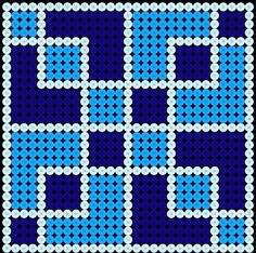 a blue and white square pattern with dots on the bottom, as well as circles in the middle