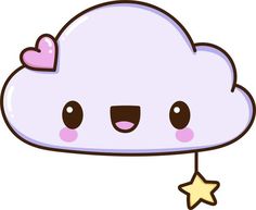 a cartoon cloud with a star hanging from it's side, and smiling at the viewer