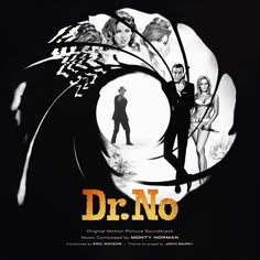 a movie poster for dr no starring actors from the film's title sequence,