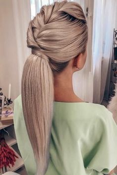 Dramatic Ponytail Hairstyles, Pony Tailed Hairstyle Wedding, Tail Hairstyles, Pony Hairstyles, Braided Styles, Glamorous Look, Hairstyles Wedding